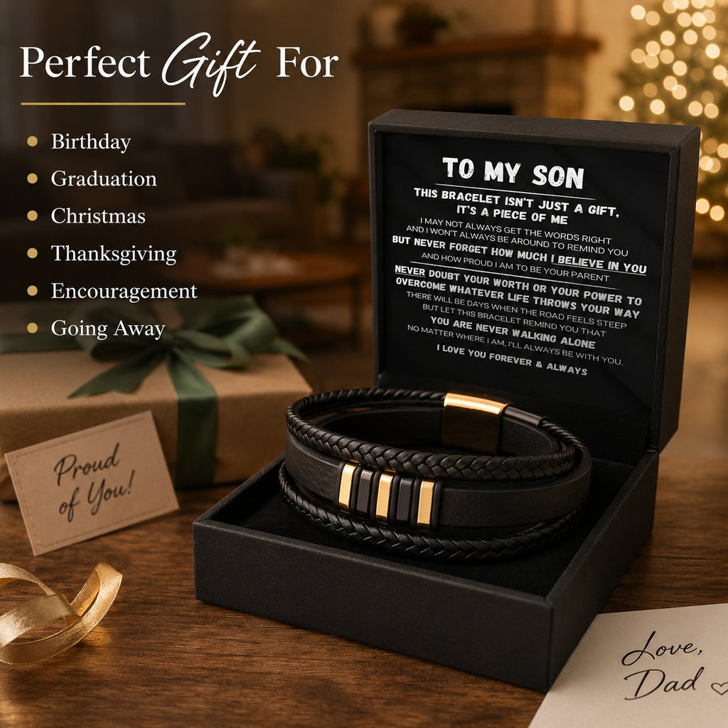 Till min son – ”Never Walk Alone”-set med flätade armband 🖤