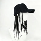 Flätad perukkeps – Snapback-keps med fastsydda dreadlockfläto