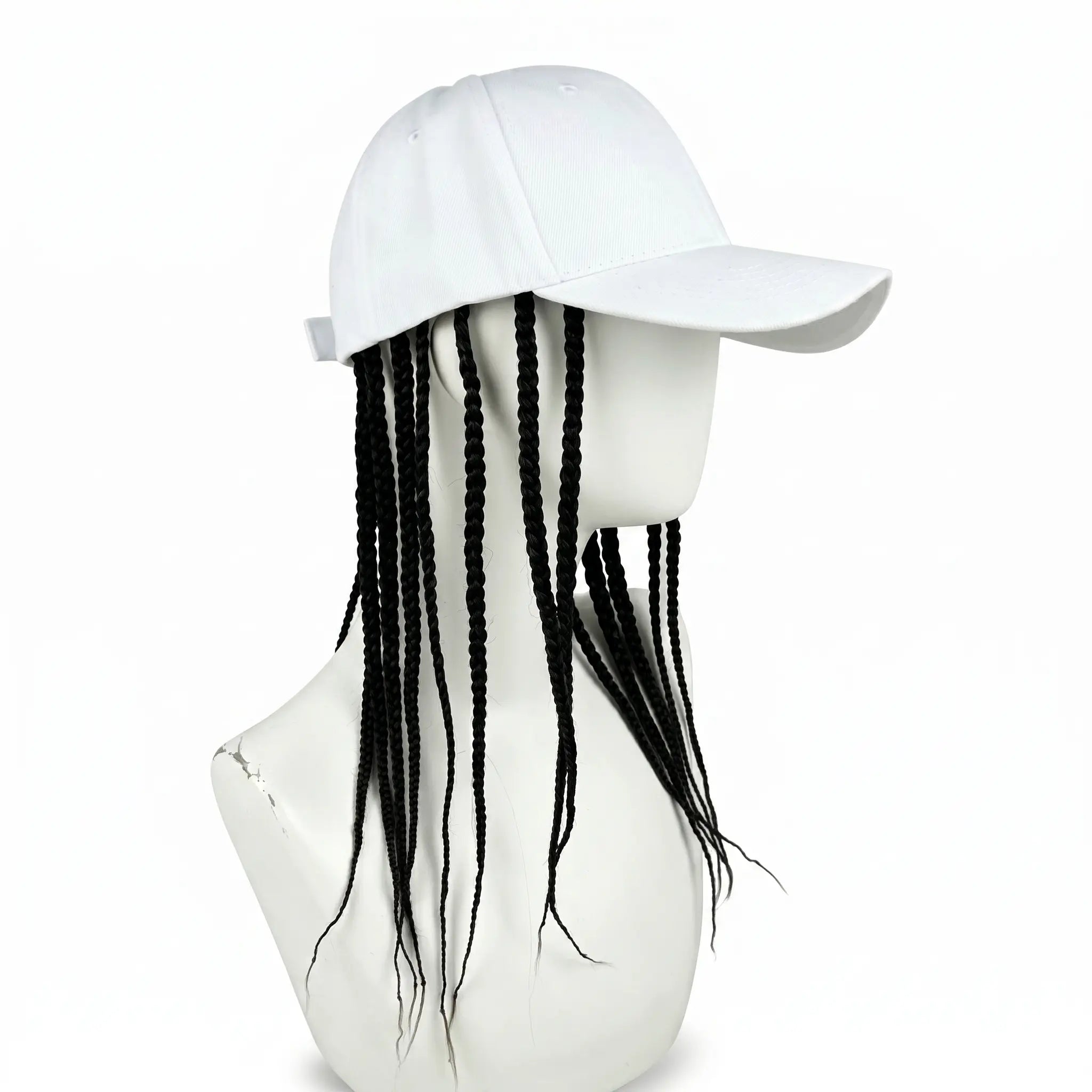 Flätad perukkeps – Snapback-keps med fastsydda dreadlockfläto