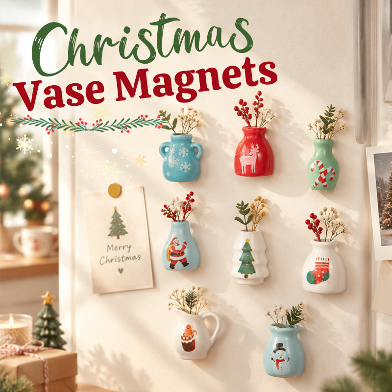 🎄🏺 Julig minivase som kylskåpsmagnet — Festlig 3D-juldekoration för magnetiska yto