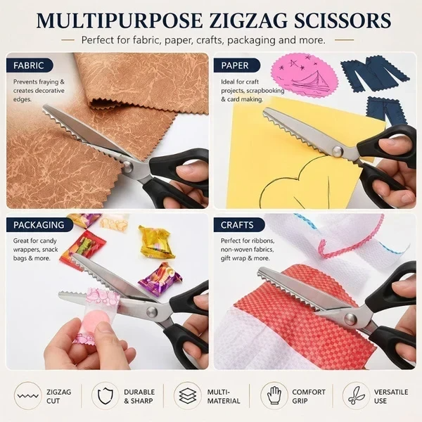 ✂️Sax i rostfritt stål med tandad bladkant – 9,1" zickzacksax för sömnad, lapptäckssömnad, klädsömnad och hantver