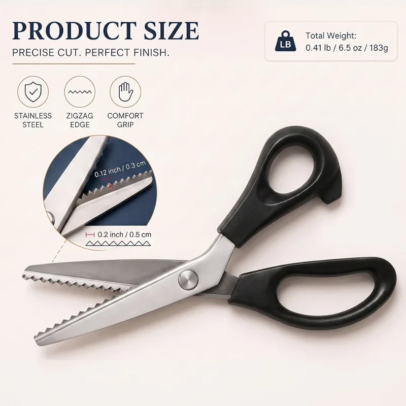 ✂️Sax i rostfritt stål med tandad bladkant – 9,1" zickzacksax för sömnad, lapptäckssömnad, klädsömnad och hantver