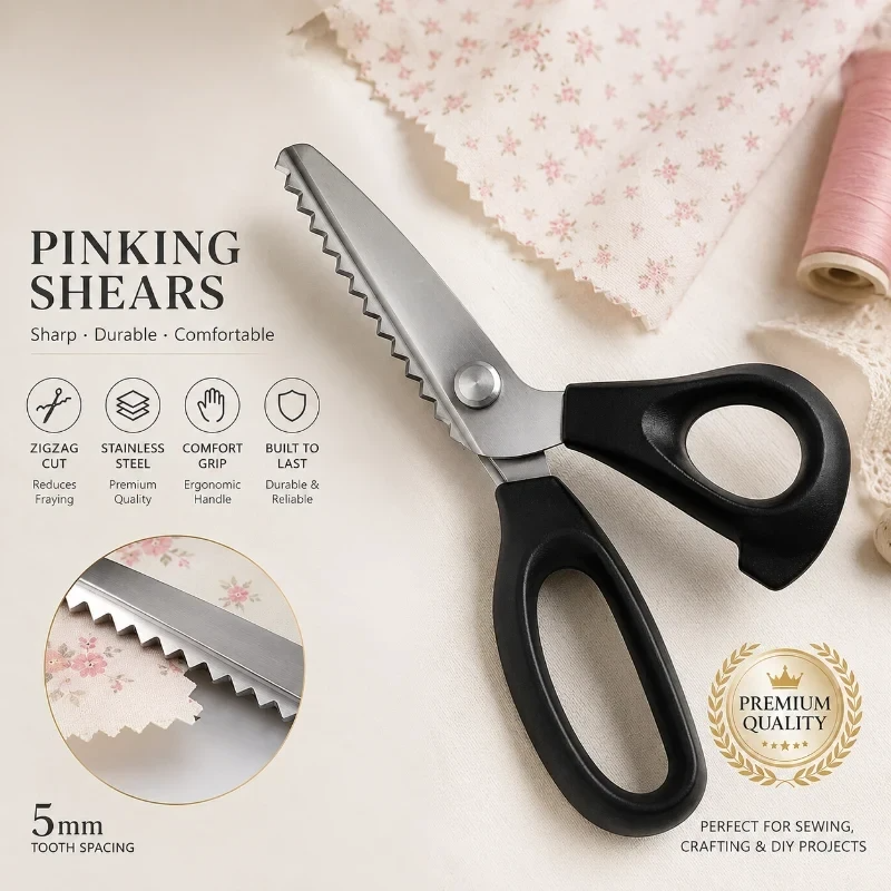 ✂️Sax i rostfritt stål med tandad bladkant – 9,1" zickzacksax för sömnad, lapptäckssömnad, klädsömnad och hantver