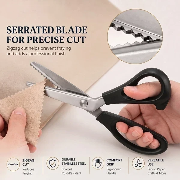 ✂️Sax i rostfritt stål med tandad bladkant – 9,1" zickzacksax för sömnad, lapptäckssömnad, klädsömnad och hantver