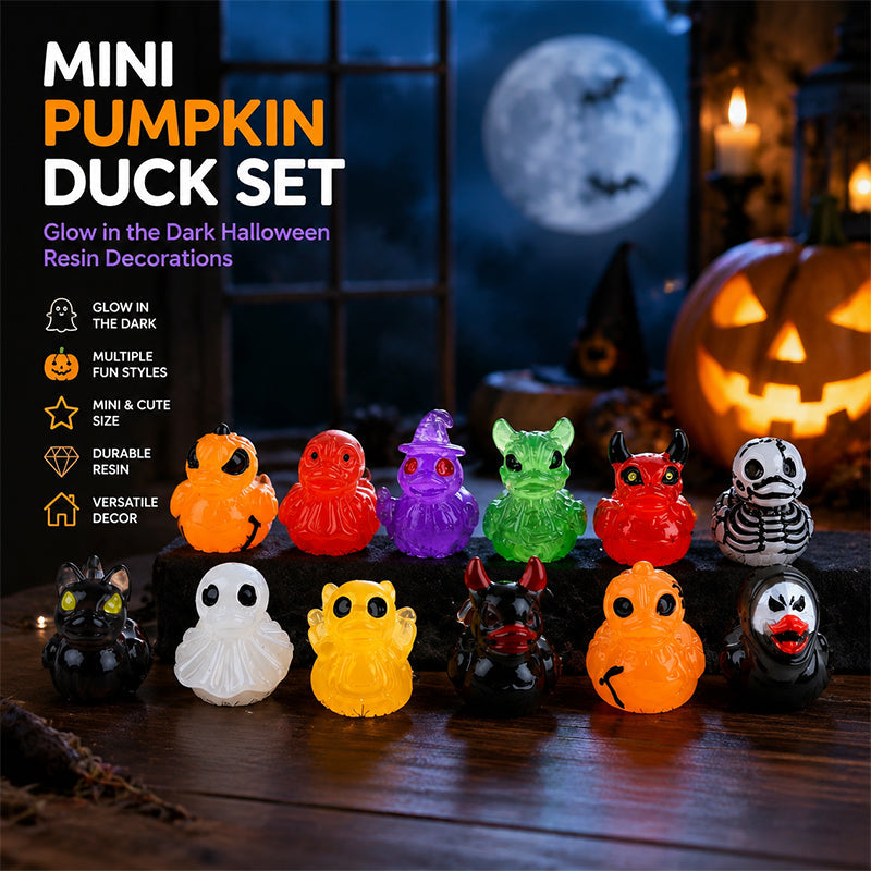 🎃🐤 Mini-ankor i harts till Halloween — 12 spöklika motiv, 1 tum stora små dekorationer