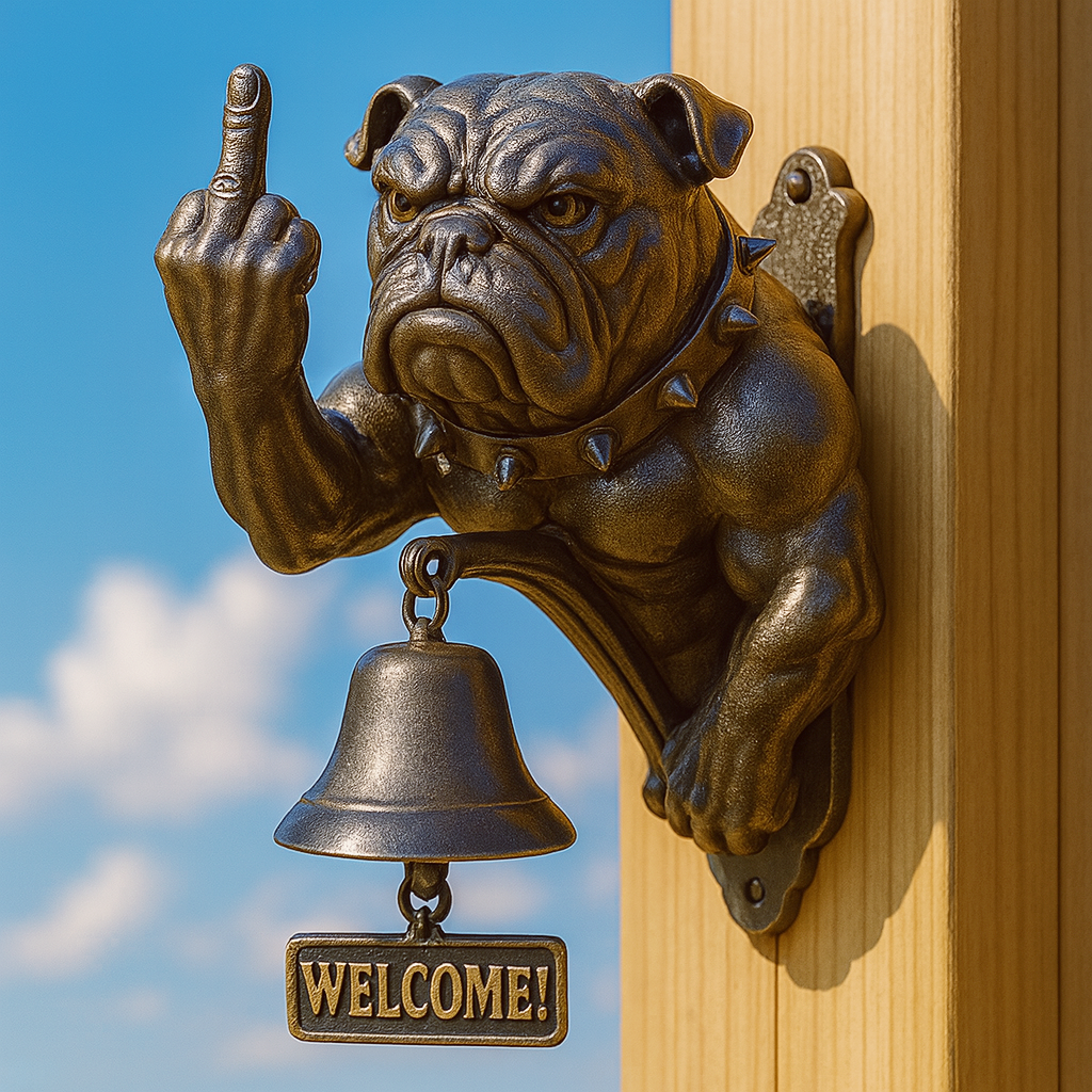 Rolig dörrklocka med bulldog