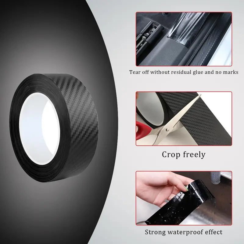 Skyddsfilm för bildörren – reptålig och slagtålig 3D-kolfibervinylfilm, självhäftande baksid