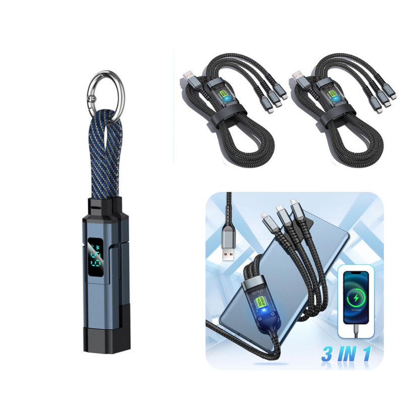 🔥HETT ERBJUDANDE – 50 % RABATT🔥4-i-1-laddningskabel med digital display och nyckelrin