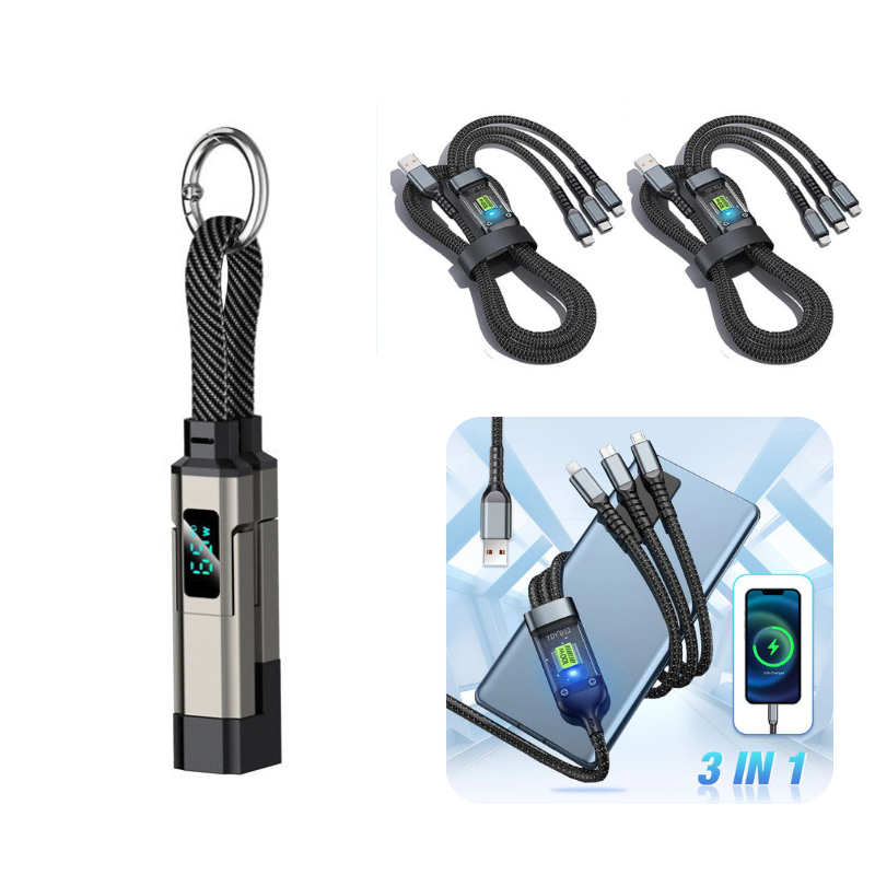🔥HETT ERBJUDANDE – 50 % RABATT🔥4-i-1-laddningskabel med digital display och nyckelrin