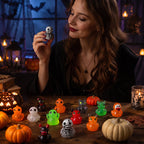 🎃🐤 Mini-ankor i harts till Halloween — 12 spöklika motiv, 1 tum stora små dekorationer