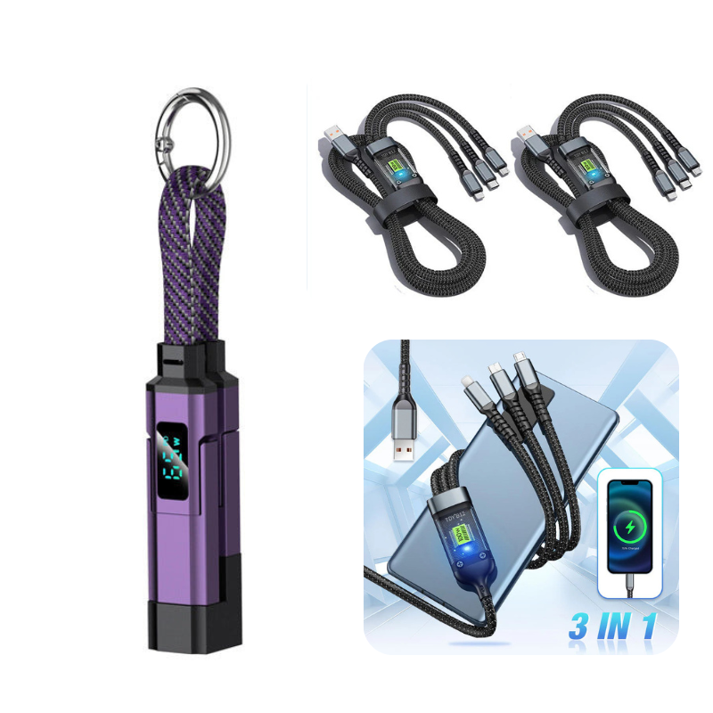 🔥HETT ERBJUDANDE – 50 % RABATT🔥4-i-1-laddningskabel med digital display och nyckelrin