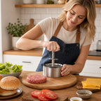 🍔 Burgerpress i rostfritt stål | Skapa perfekta, jämna biffar på ett enkelt sät