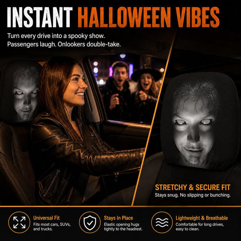 Överdrag till nackstöd med roligt mönster – tillbehör till bilens interiö