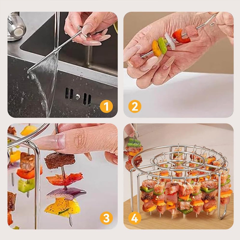 🔥 Spettställ för luftfritös – Vertikal kebabhållare i rostfritt stål för luftfritöser, ugnar och hemlagade grillrätter🍢