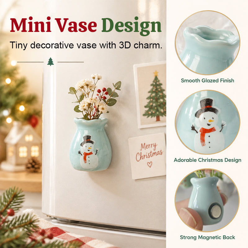🎄🏺 Julig minivase som kylskåpsmagnet — Festlig 3D-juldekoration för magnetiska yto