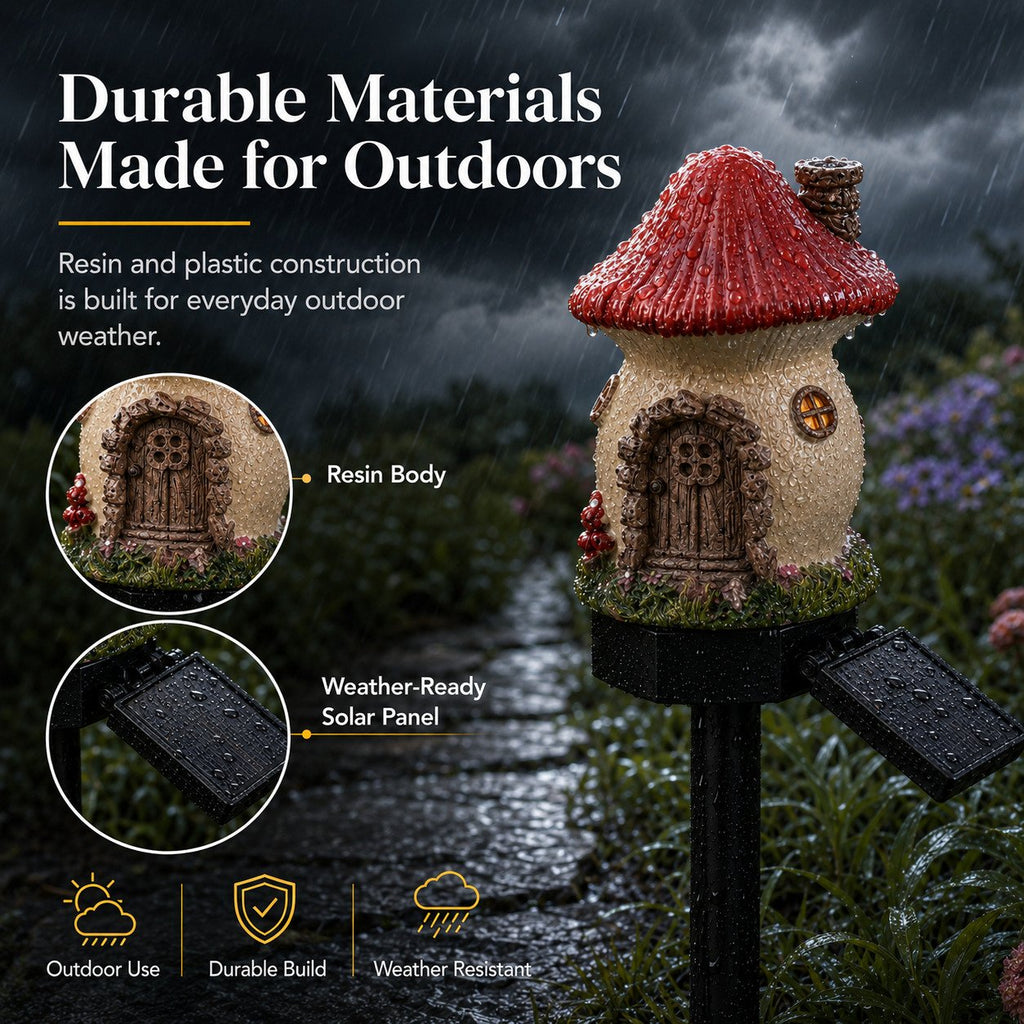 🔥Stor rea – 50 % rabatt🔥Solcellsdriven trädgårdslampa i form av en sagolik svampstuga – magisk LED-utomhusdekoration för trädgårdar, gångar och mysiga utomhusmiljöer 🍄✨