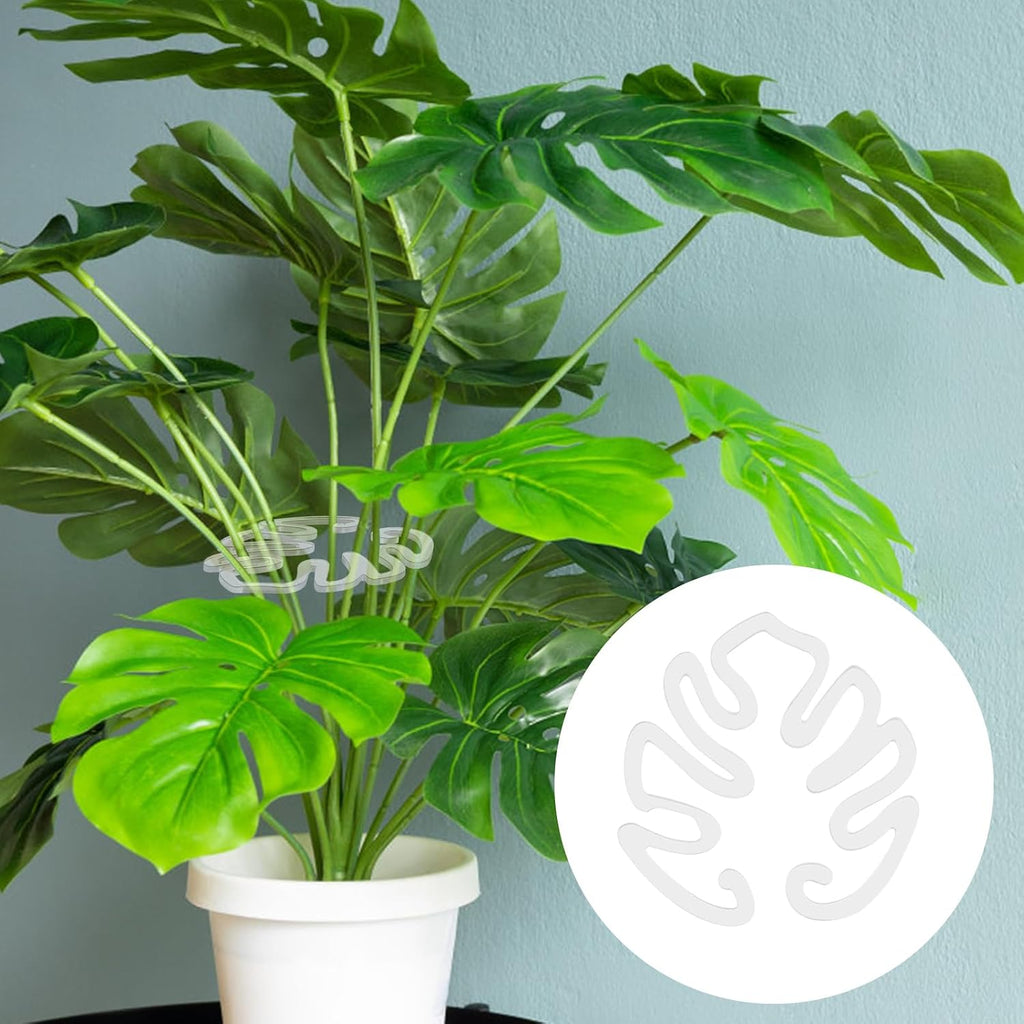 Genomskinlig växtpinne i akryl i form av ett Monstera-blad | Osynligt stöd för krukväxter inomhus
