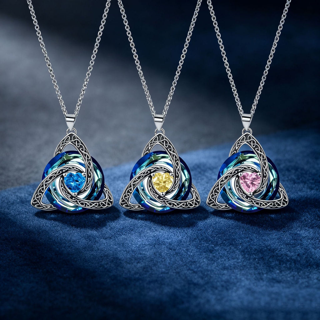 ✨Halsband med födelsesten och keltisk treenighetsknut – en meningsfull symbol för kärlek och samhörighet