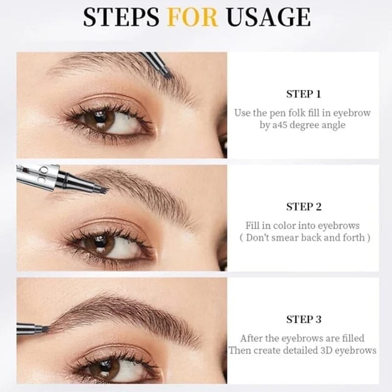 Vattentät 3D-penna för microblading av ögonbryn, tatueringspenna med fyrdelad spets