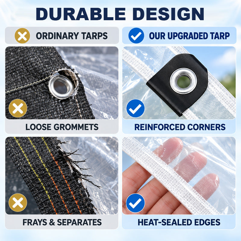 🌧️☀️ Genomskinlig, vattentät PE-presenning med förstärkta kanter för utomhusbru