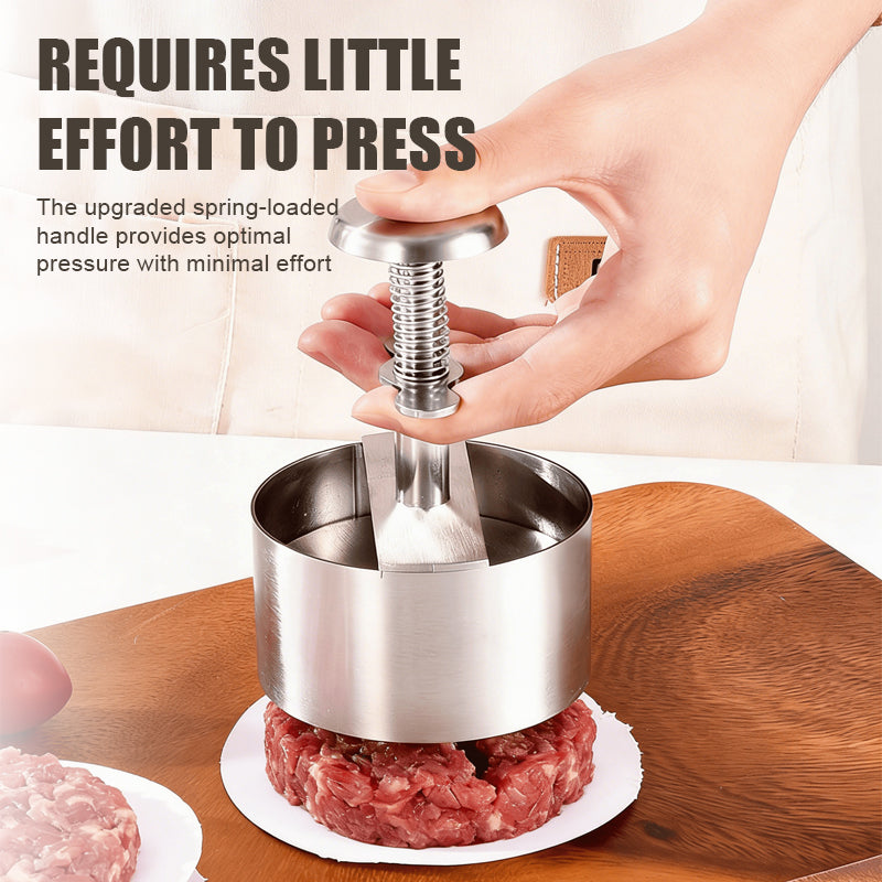 🍔 Burgerpress i rostfritt stål | Skapa perfekta, jämna biffar på ett enkelt sät
