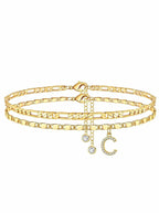 ✨ Layered Gold Ankle Bracelet for Women – Rhinestone, Adjustable, Beach Jewelry 🏖️