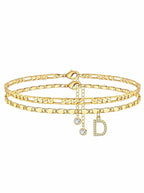 ✨ Layered Gold Ankle Bracelet for Women – Rhinestone, Adjustable, Beach Jewelry 🏖️