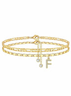 ✨ Layered Gold Ankle Bracelet for Women – Rhinestone, Adjustable, Beach Jewelry 🏖️