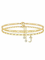 ✨ Layered Gold Ankle Bracelet for Women – Rhinestone, Adjustable, Beach Jewelry 🏖️
