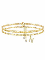 ✨ Layered Gold Ankle Bracelet for Women – Rhinestone, Adjustable, Beach Jewelry 🏖️