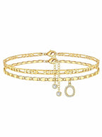 ✨ Layered Gold Ankle Bracelet for Women – Rhinestone, Adjustable, Beach Jewelry 🏖️