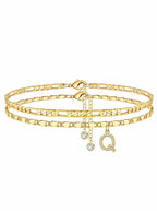 ✨ Layered Gold Ankle Bracelet for Women – Rhinestone, Adjustable, Beach Jewelry 🏖️