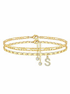 ✨ Layered Gold Ankle Bracelet for Women – Rhinestone, Adjustable, Beach Jewelry 🏖️