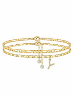✨ Layered Gold Ankle Bracelet for Women – Rhinestone, Adjustable, Beach Jewelry 🏖️