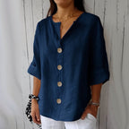 👕Löst sittande skjortblus för dam – bekväm, andningsbar och skrynkelfri 🌿