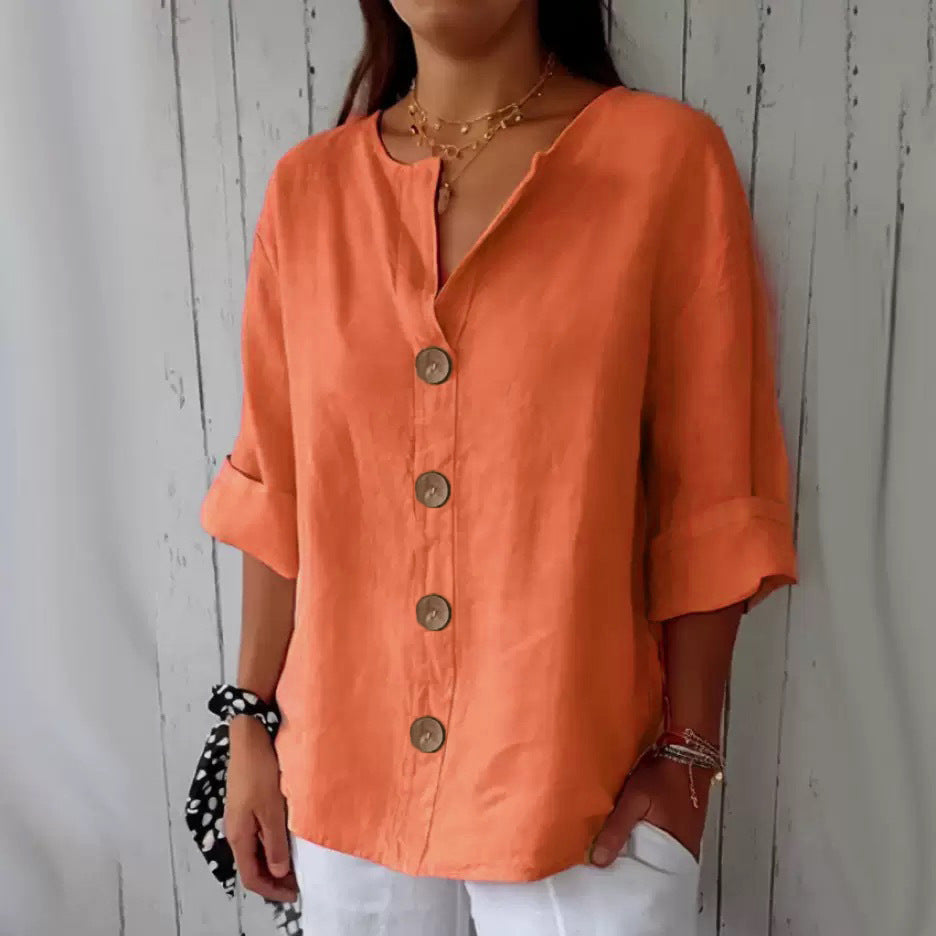 👕Löst sittande skjortblus för dam – bekväm, andningsbar och skrynkelfri 🌿