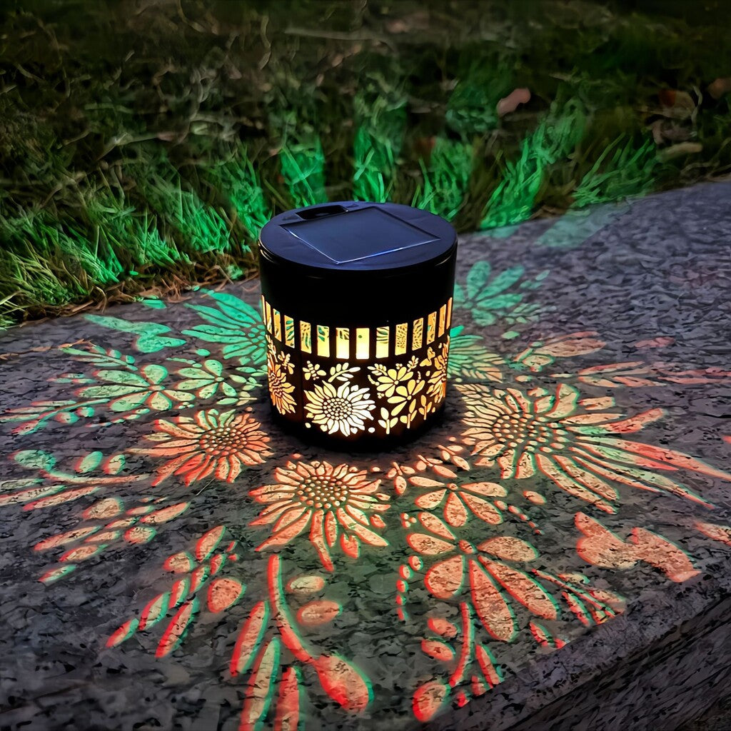 🌞 NU 50 % RABATT! 🌀 Mandala-sollampa – Vackra mönsterprojektioner, dubbel funktion för montering på golv och vägg, vattentät enligt IP65 samt automatisk på-/avstängning