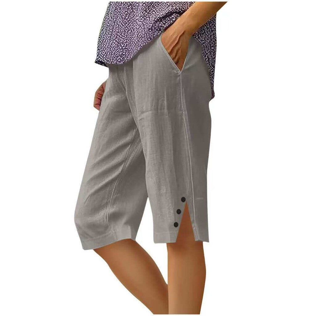 📢Tidsbegränsat erbjudande: 50 % rabatt👖Färgade capribyxor med fickor för damer