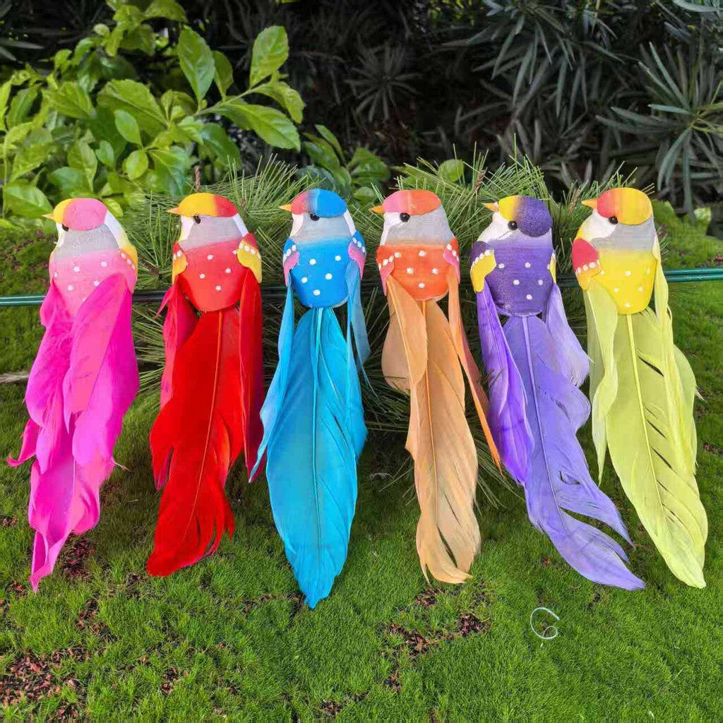 🐦 Fåglar av konstgjorda fjädrar med klämma (12 stycken per förpackning