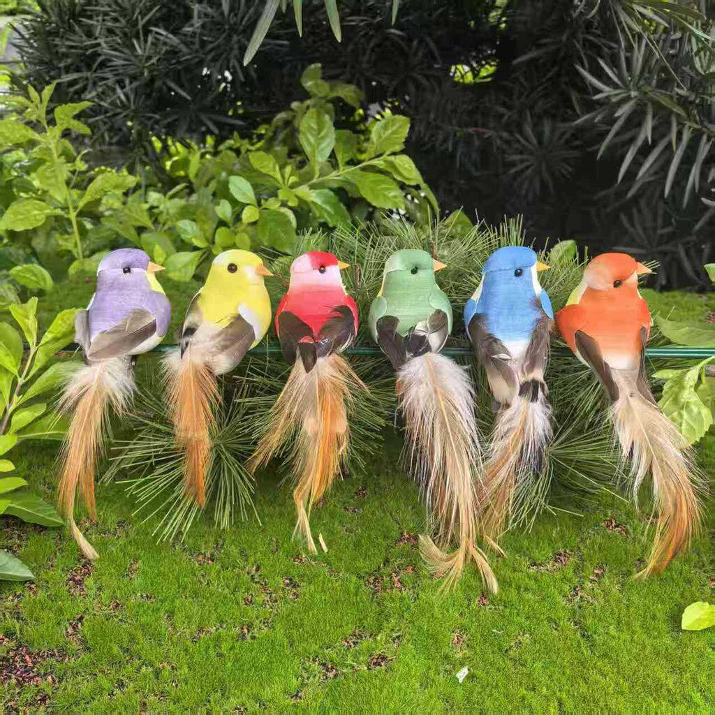 🐦 Fåglar av konstgjorda fjädrar med klämma (12 stycken per förpackning