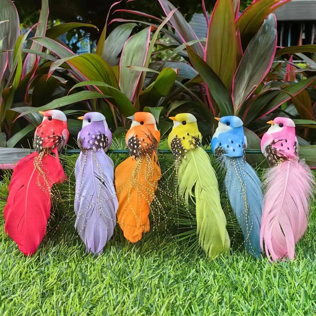 🐦 Fåglar av konstgjorda fjädrar med klämma (12 stycken per förpackning