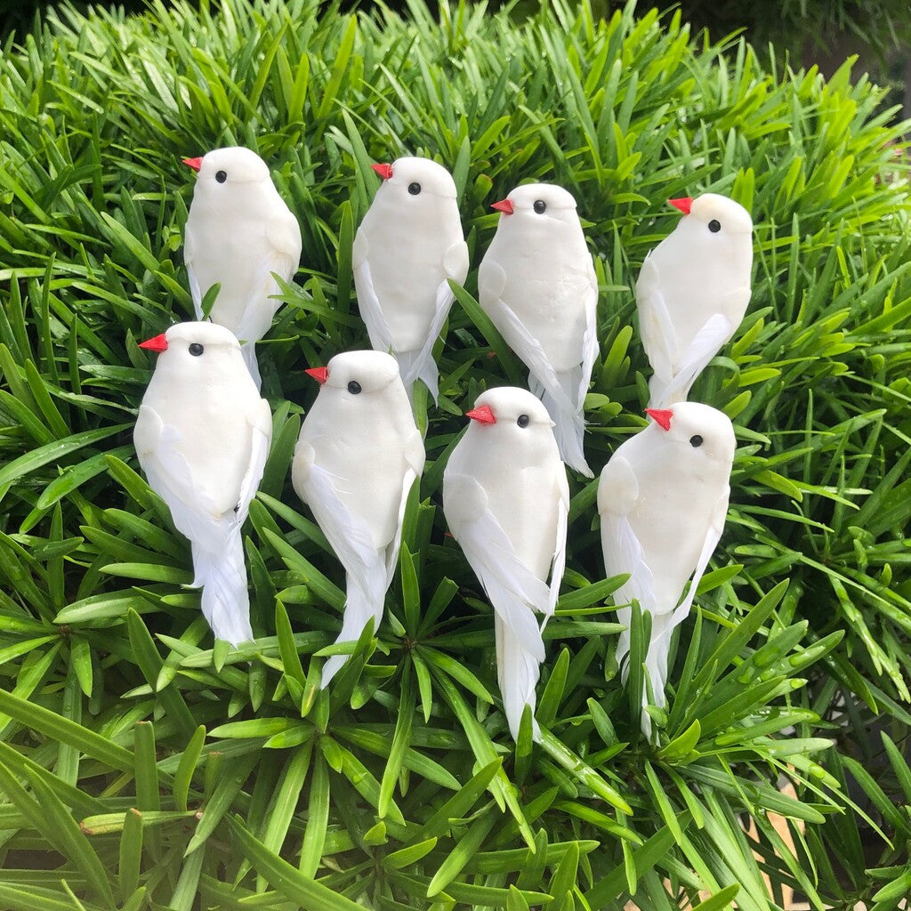 🐦 Fåglar av konstgjorda fjädrar med klämma (12 stycken per förpackning