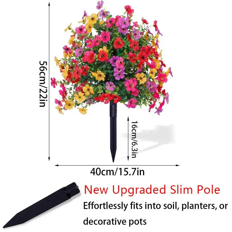 Blomsterdekoration med konstgjord eukalyptus och violer i jord