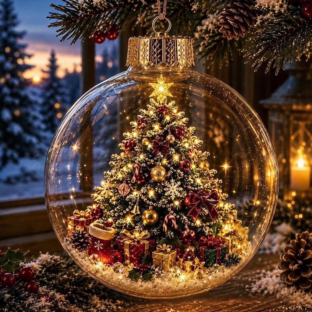 🎄Lysande juldiorama-julgranskula – En liten vintervärld i dina händer