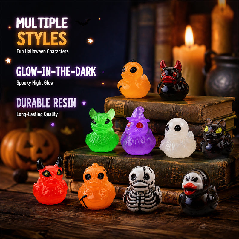 🎃🐤 Mini-ankor i harts till Halloween — 12 spöklika motiv, 1 tum stora små dekorationer