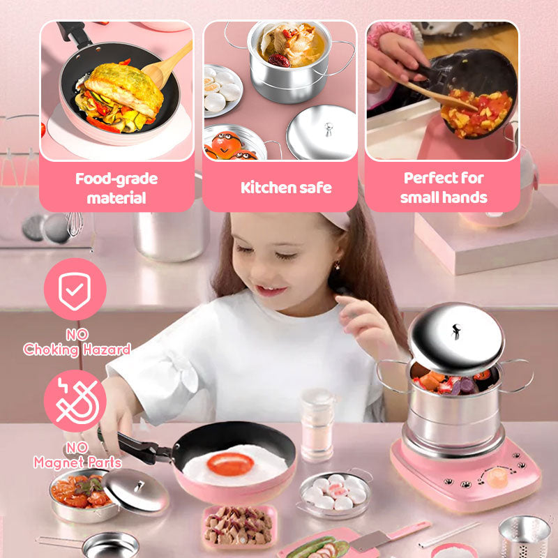 🎁[Bästa presenten till barn]🍳Leksakskök för barn med riktiga köksredskap – 22-delars set