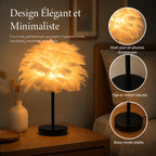 Dekorativ nordisk bordslampa i fjäderdesign för sovrumme