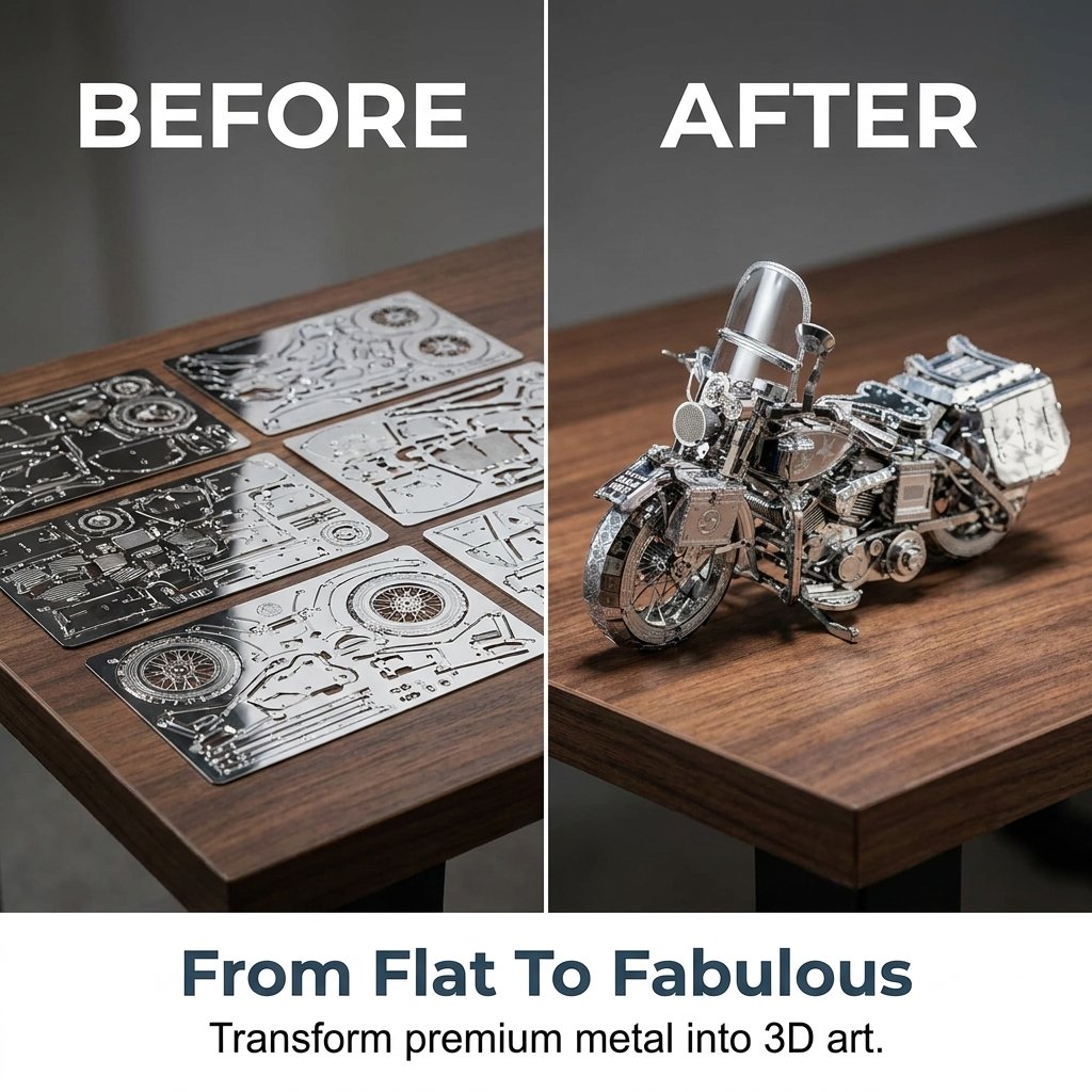 🔥SPECIALERBJUDANDE🔥Silverfärgat 3D-metallpussel med motorcykelmotiv
