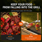 Uppgraderad grillkorg med trähandtag – bärbar grillkorg för utomhusbruk med roterande, rullande cylinde
