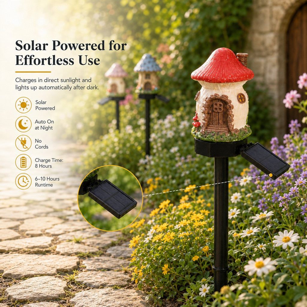 🔥Stor rea – 50 % rabatt🔥Solcellsdriven trädgårdslampa i form av en sagolik svampstuga – magisk LED-utomhusdekoration för trädgårdar, gångar och mysiga utomhusmiljöer 🍄✨